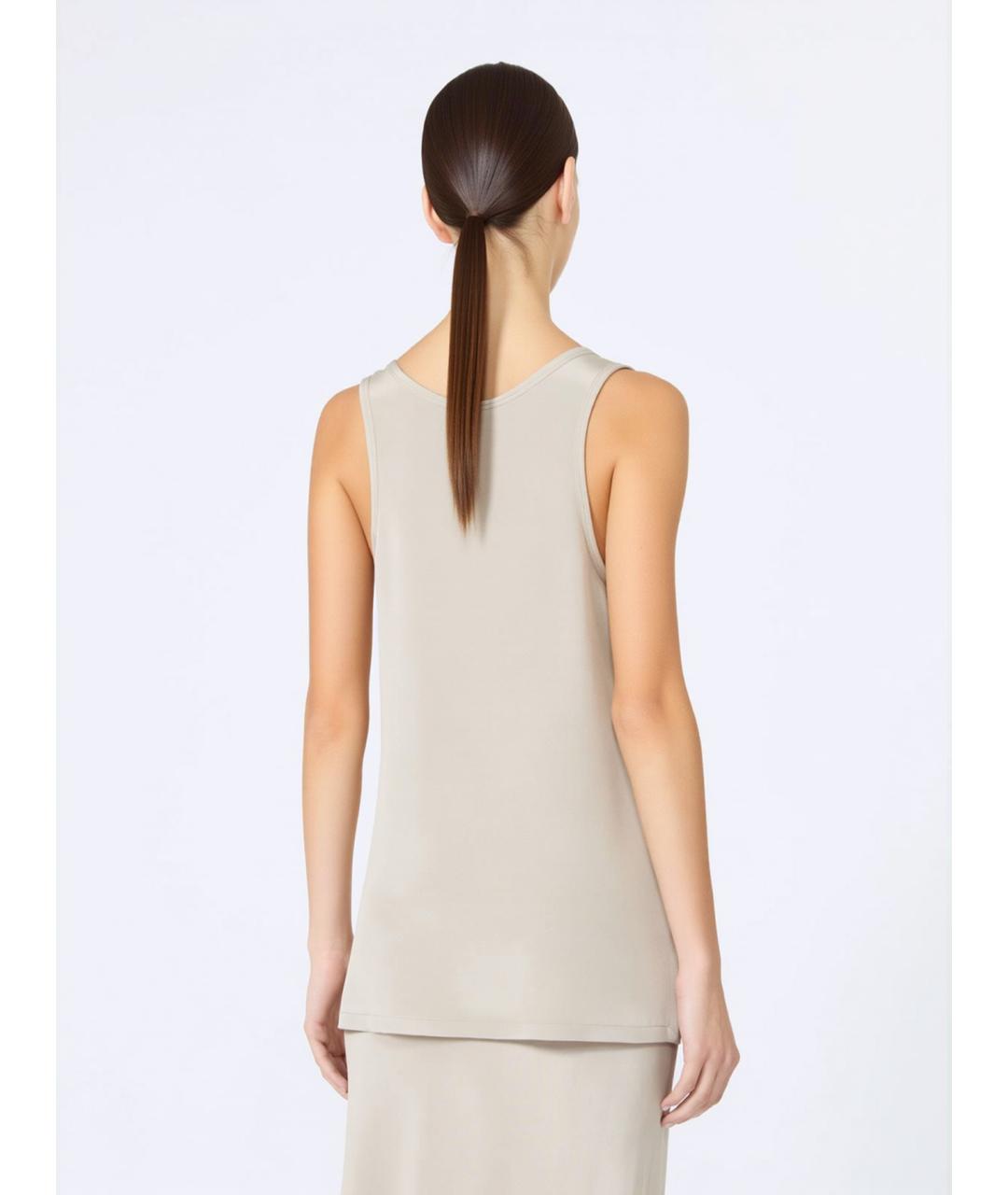 MAX MARA Бежевая шелковая майка, фото 4