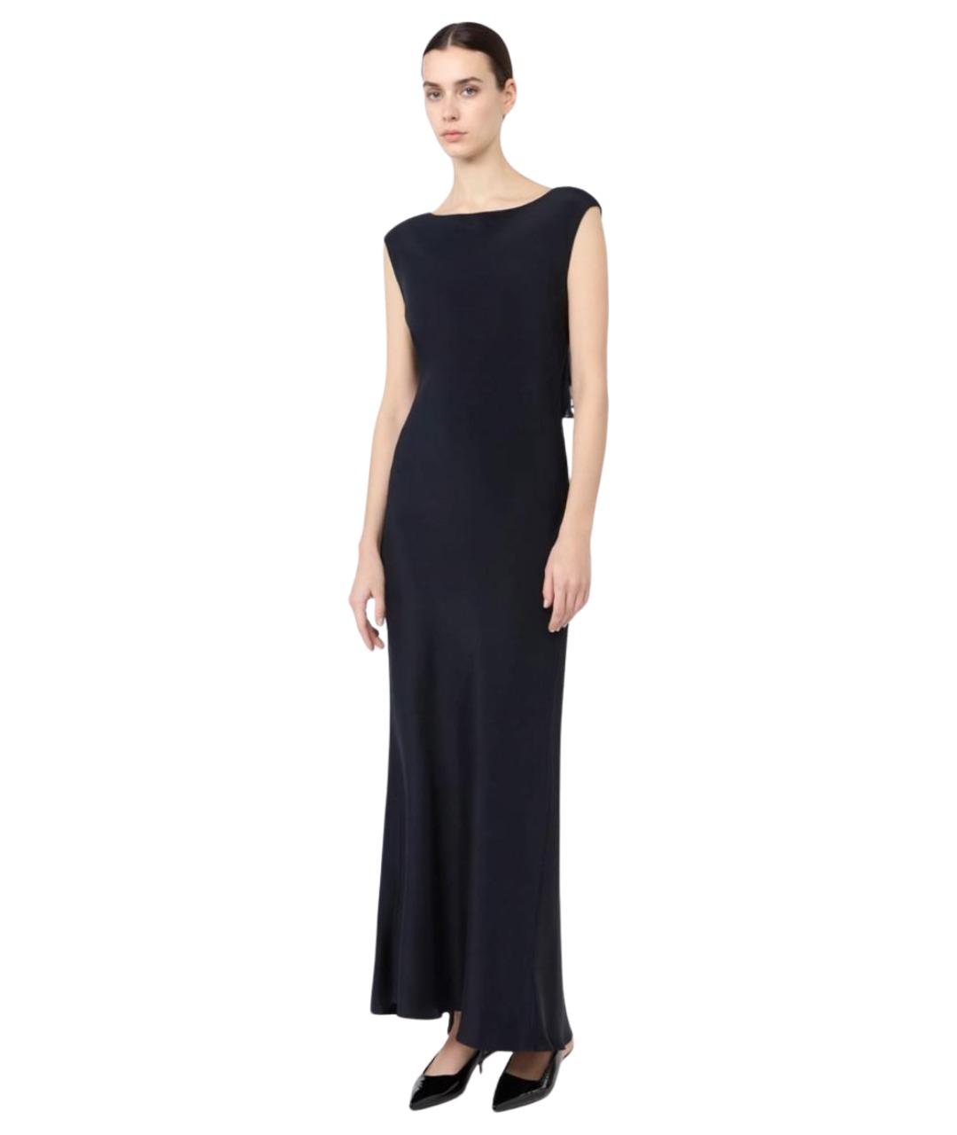 MAX MARA Темно-синее шелковое повседневное платье, фото 1