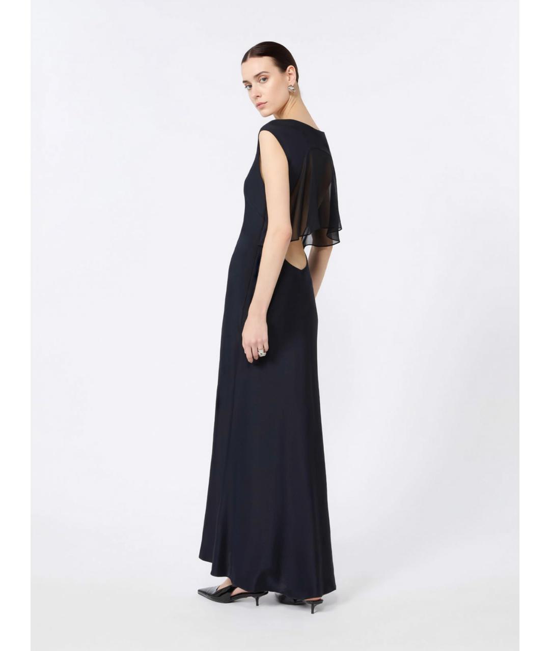 MAX MARA Темно-синее шелковое повседневное платье, фото 2