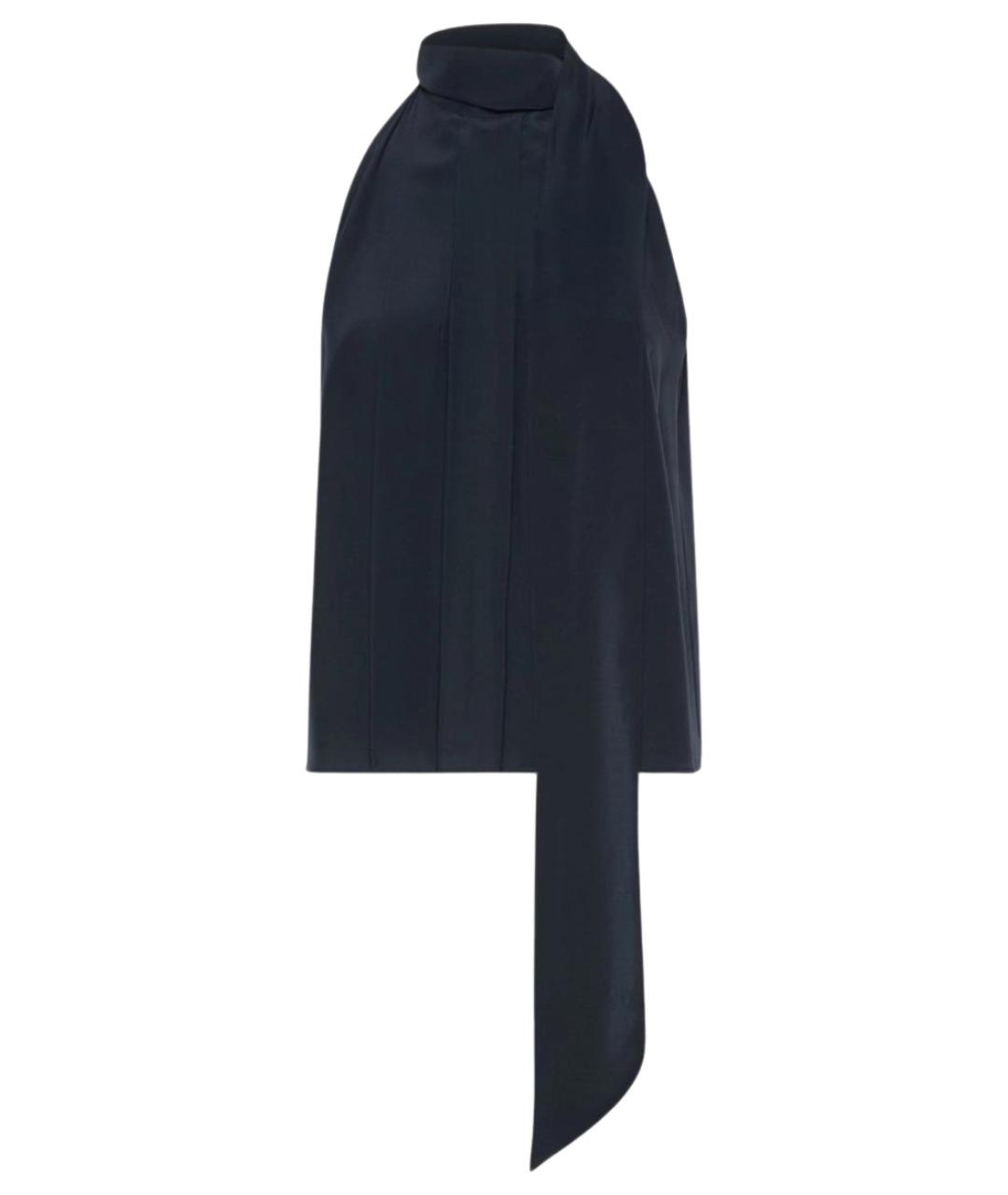 MAX MARA Темно-синяя шелковая блузы, фото 1