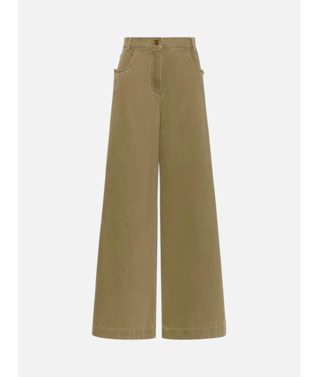 MAX MARA Зеленые хлопковые брюки широкие, фото 6