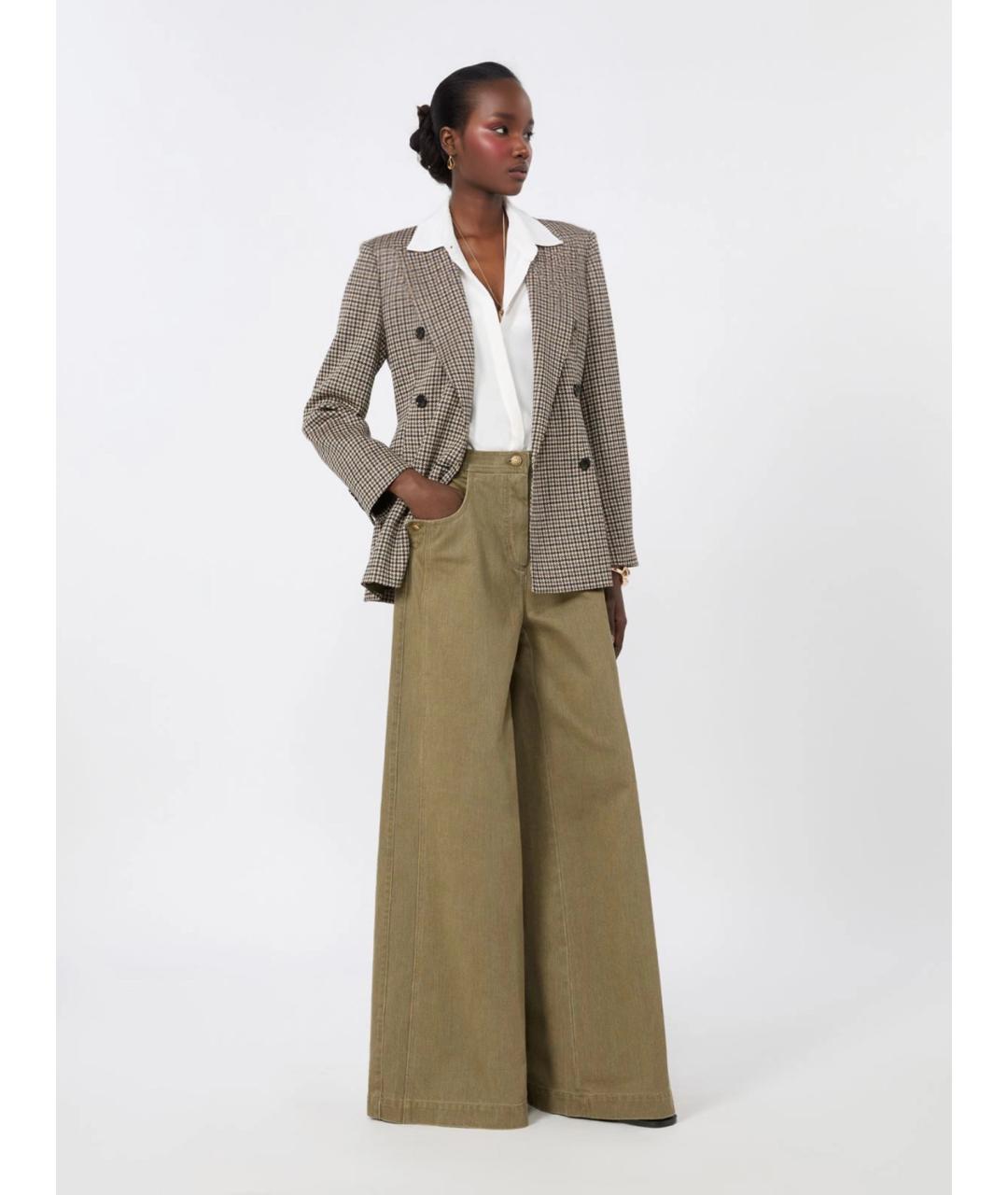 MAX MARA Зеленые хлопковые брюки широкие, фото 2