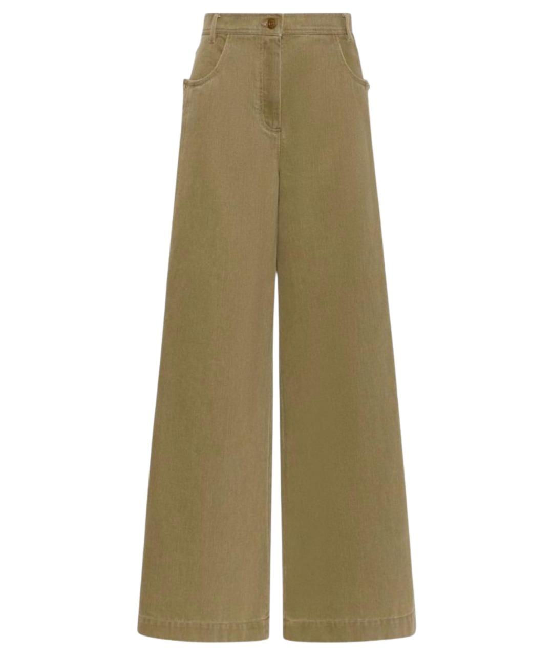 MAX MARA Зеленые хлопковые брюки широкие, фото 1
