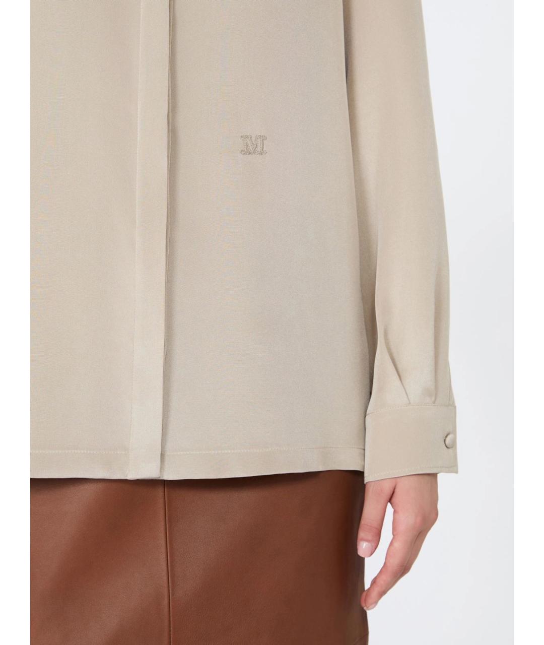 MAX MARA Бежевая шелковая рубашка, фото 5