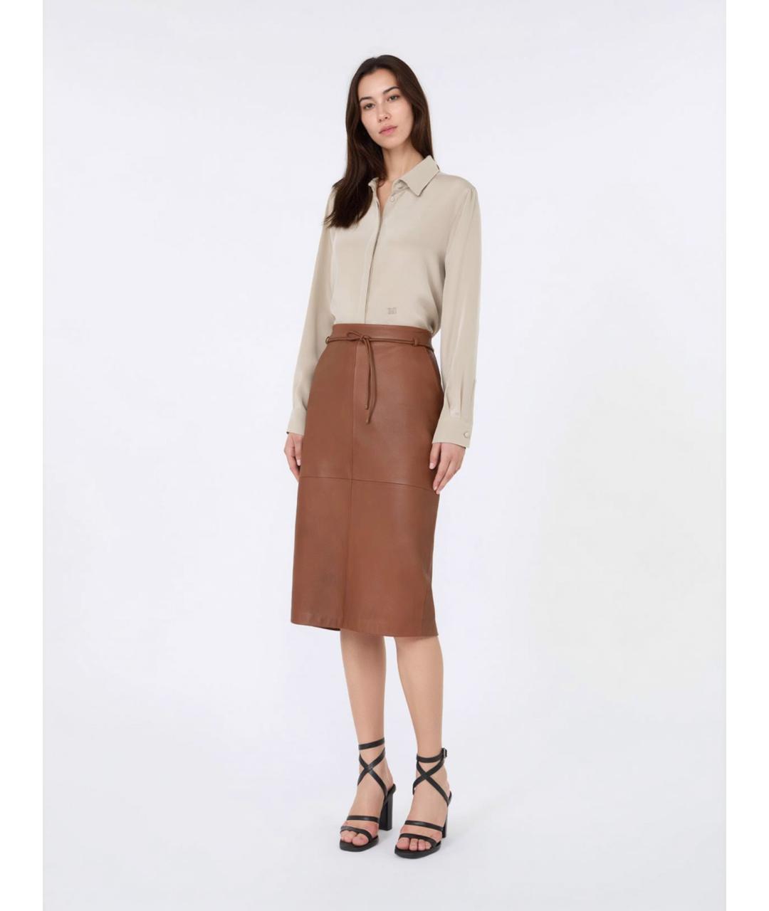 MAX MARA Бежевая шелковая рубашка, фото 2