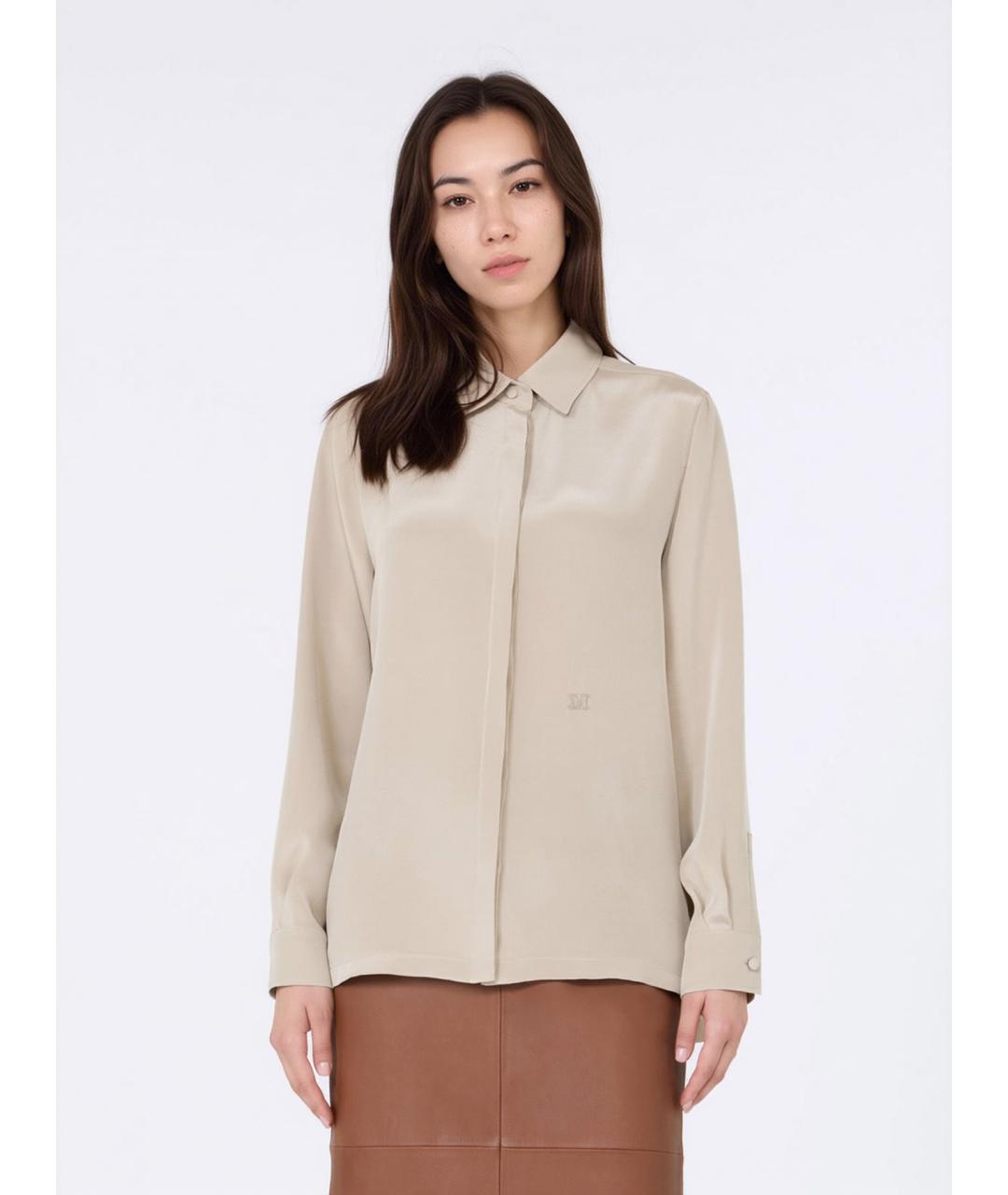 MAX MARA Бежевая шелковая рубашка, фото 3