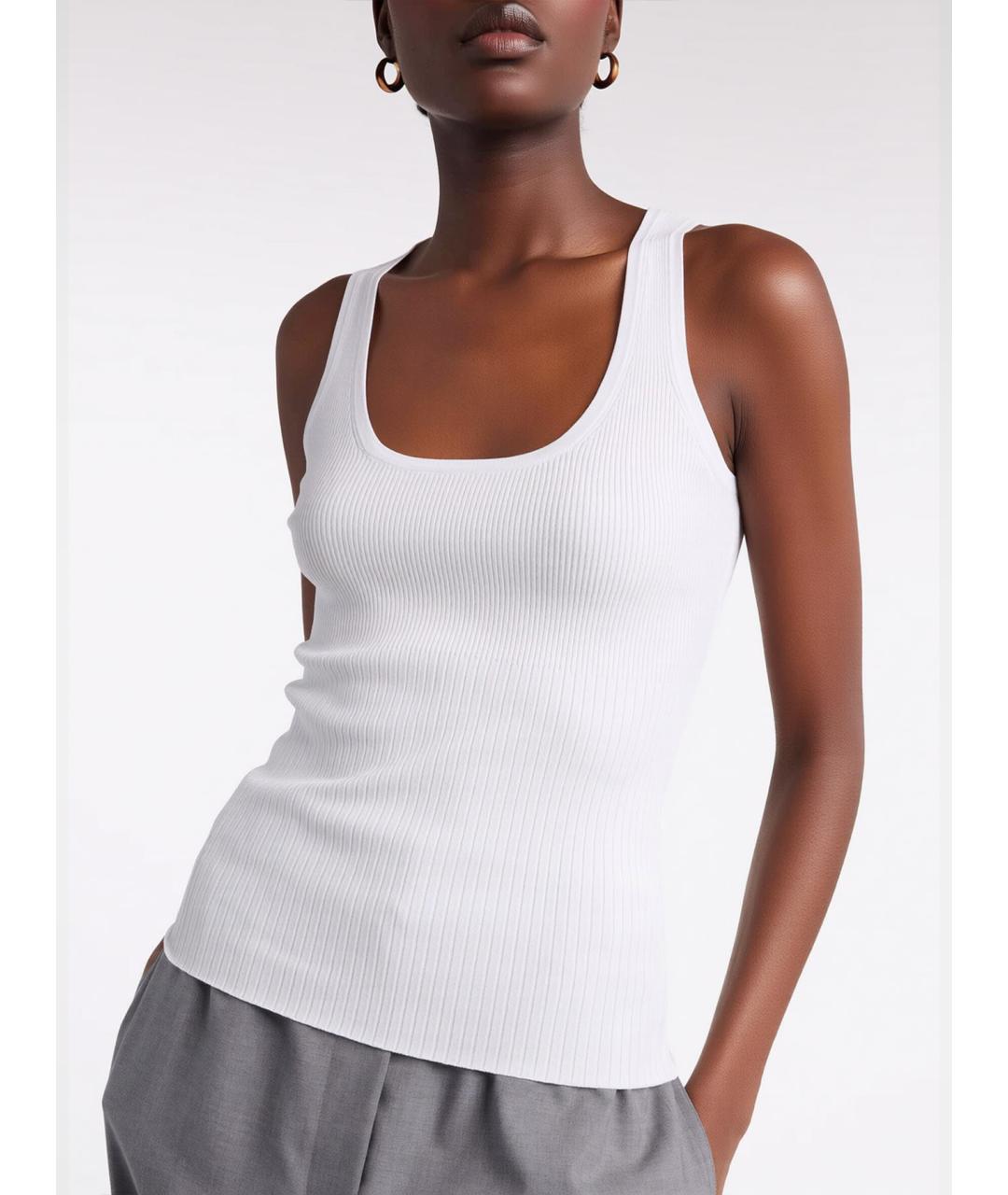 MAX MARA Белая вискозная майка, фото 2