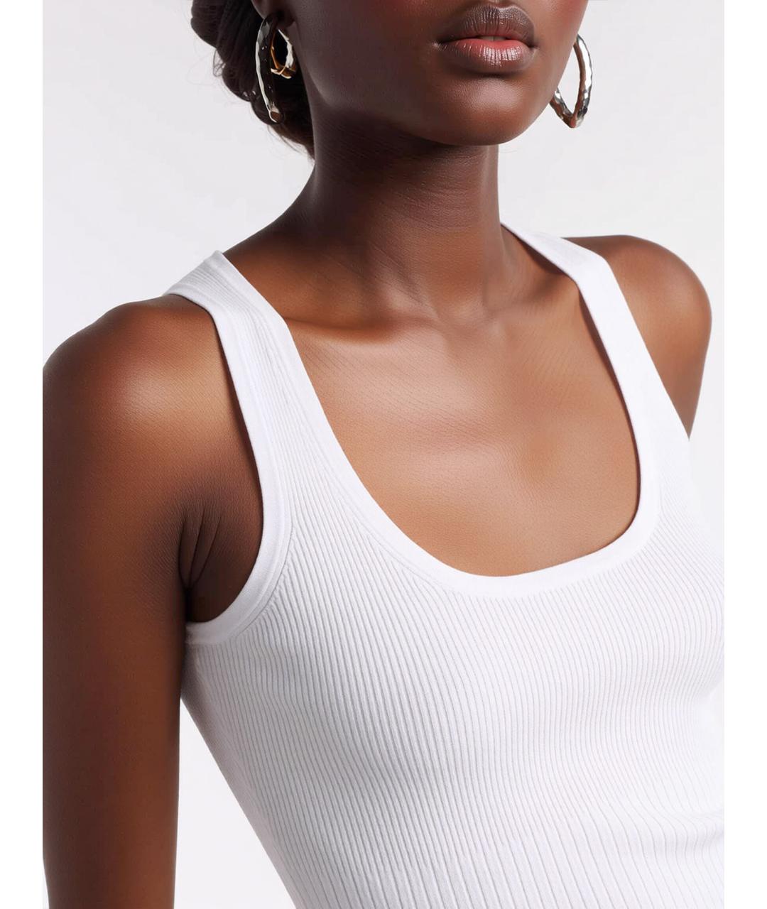 MAX MARA Белая вискозная майка, фото 3