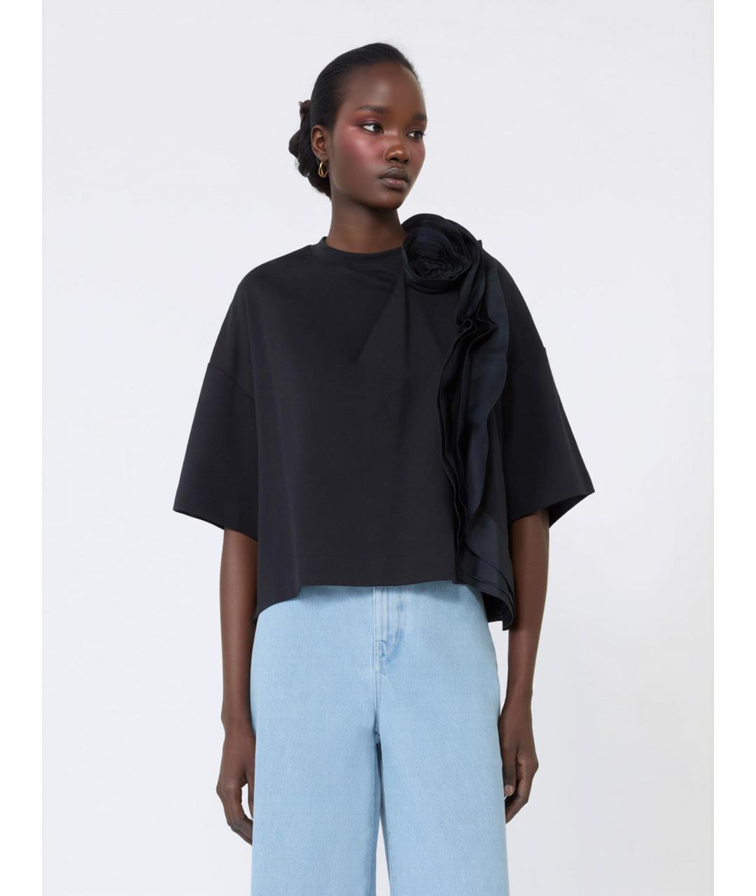 MAX MARA Темно-синяя хлопковая футболка, фото 3