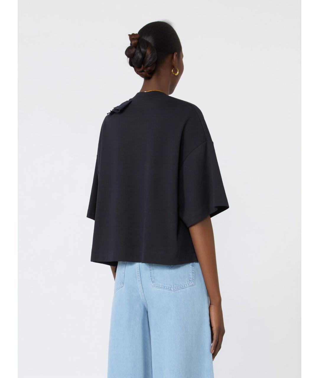 MAX MARA Темно-синяя хлопковая футболка, фото 4