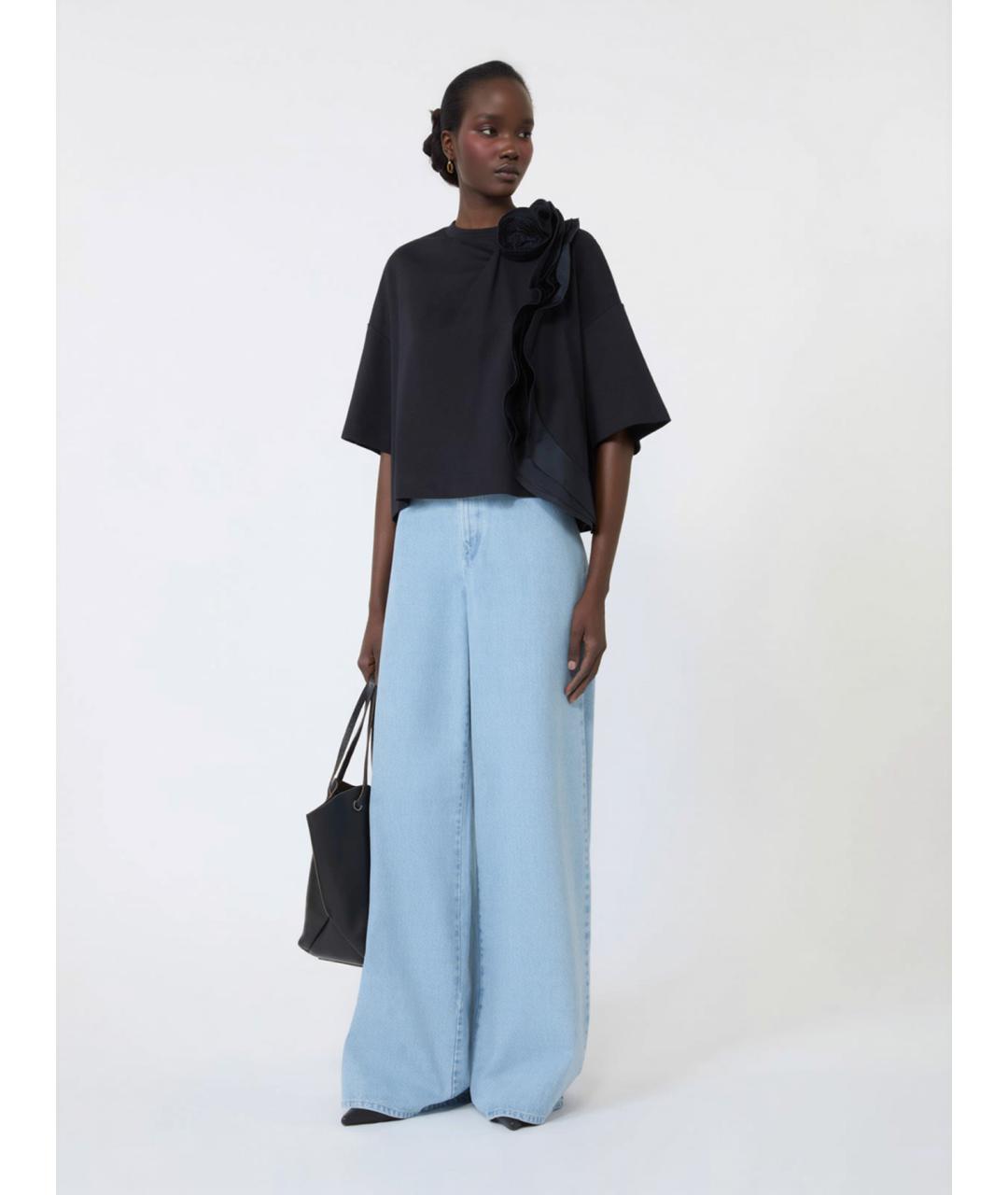 MAX MARA Темно-синяя хлопковая футболка, фото 2