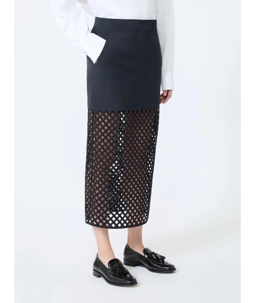 MAX MARA Черная шерстяная юбка миди, фото 3