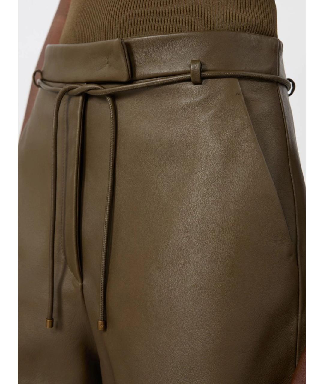 MAX MARA Зеленые кожаные шорты, фото 5