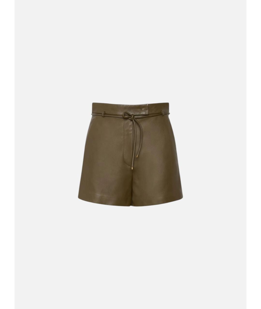 MAX MARA Зеленые кожаные шорты, фото 6
