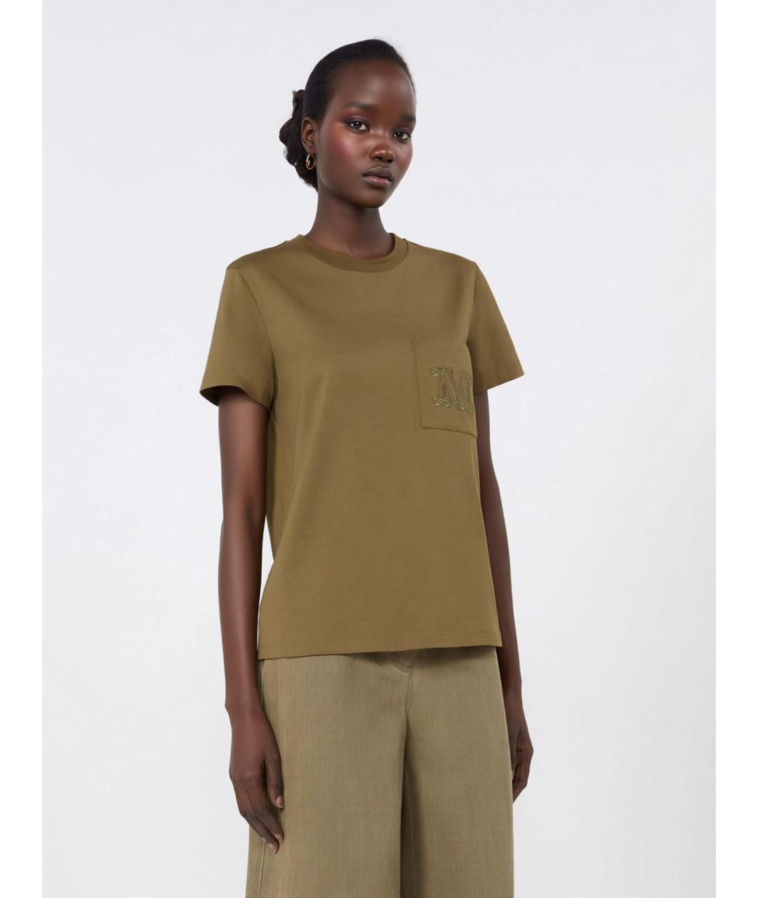 MAX MARA Зеленая хлопковая футболка, фото 3