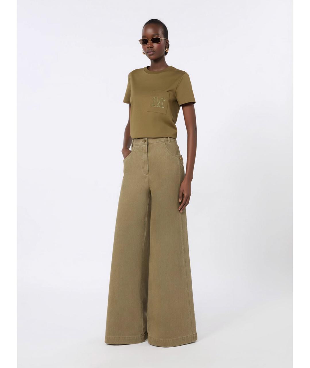 MAX MARA Зеленая хлопковая футболка, фото 2