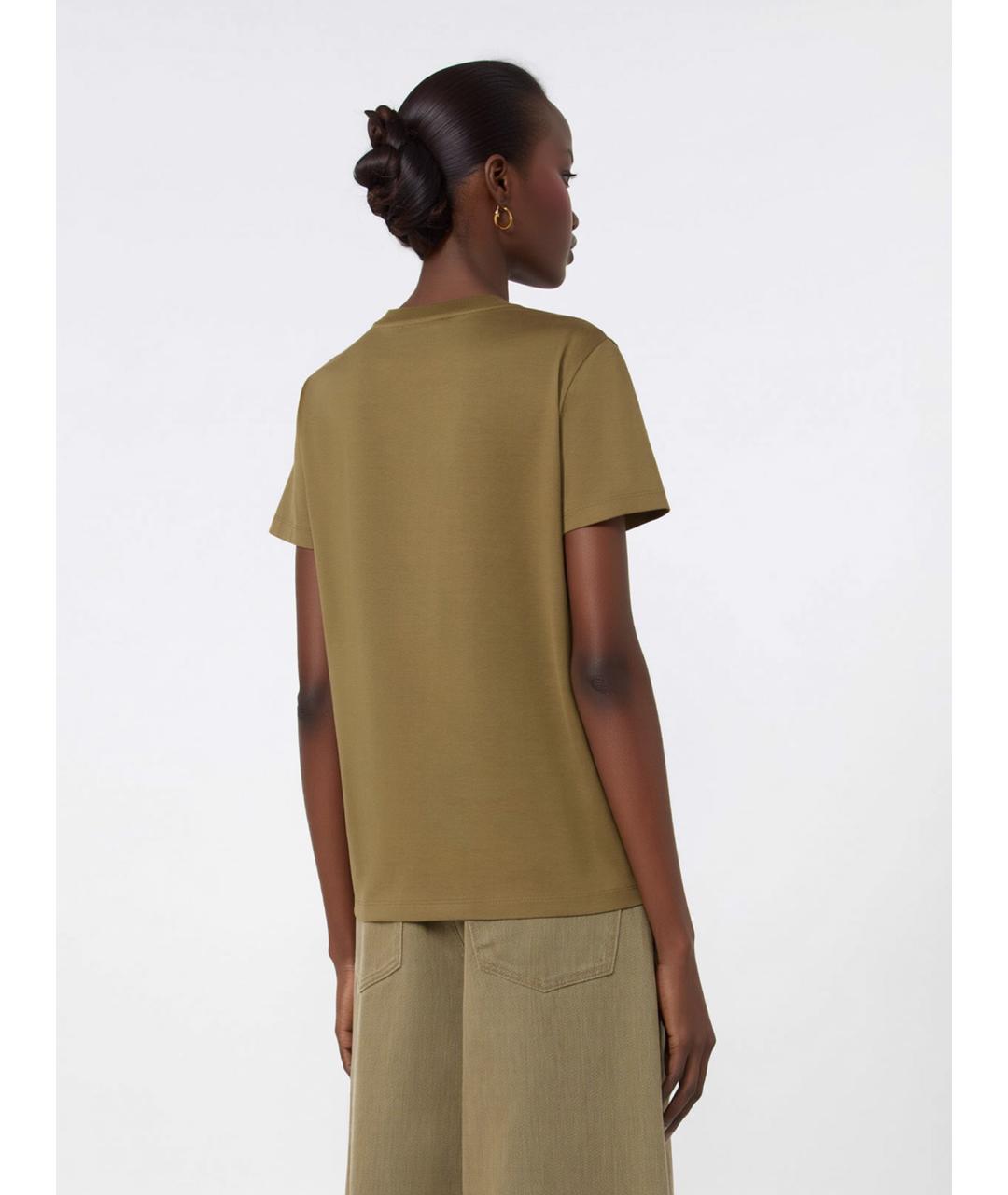 MAX MARA Зеленая хлопковая футболка, фото 4