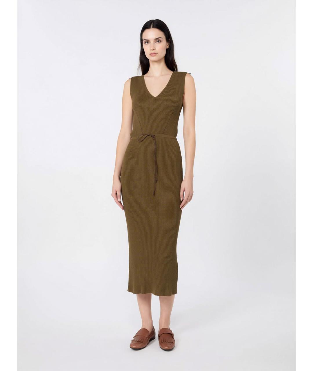 MAX MARA Зеленое хлопковое повседневное платье, фото 3