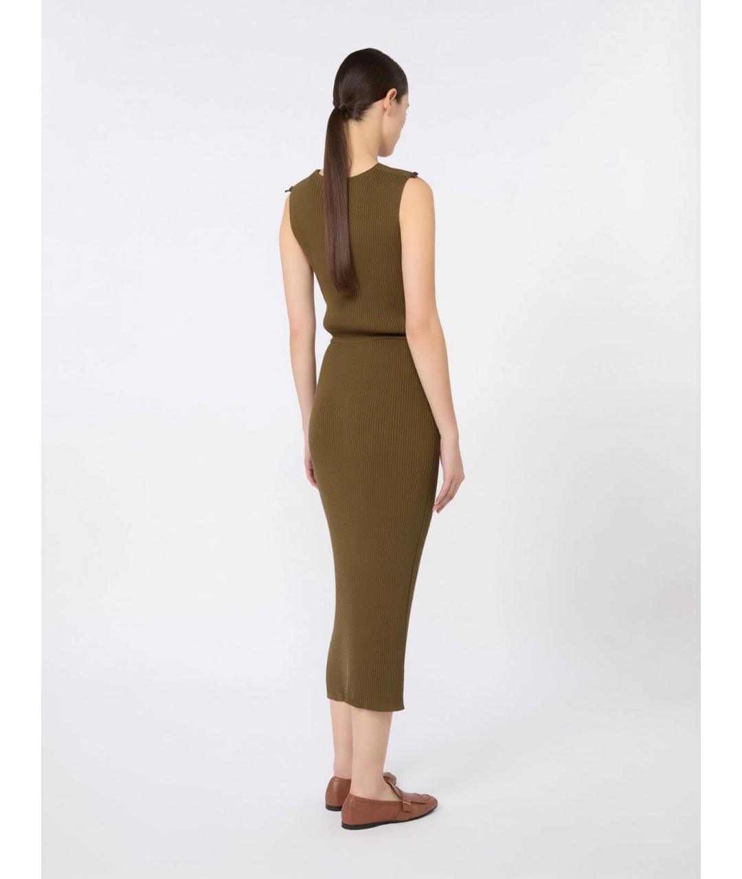 MAX MARA Зеленое хлопковое повседневное платье, фото 4