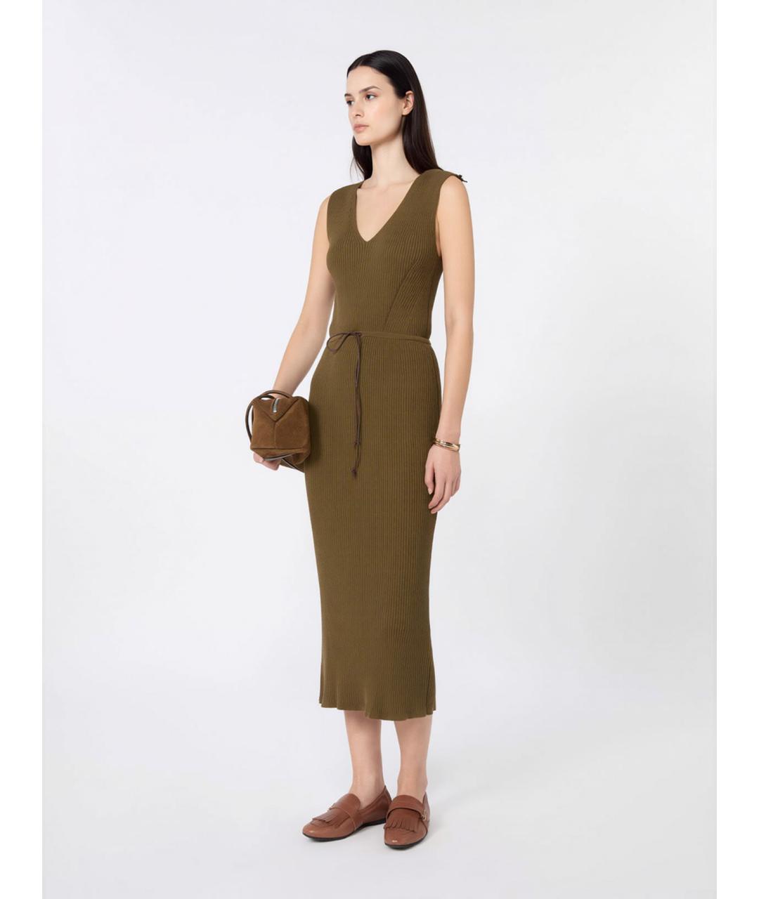 MAX MARA Зеленое хлопковое повседневное платье, фото 2