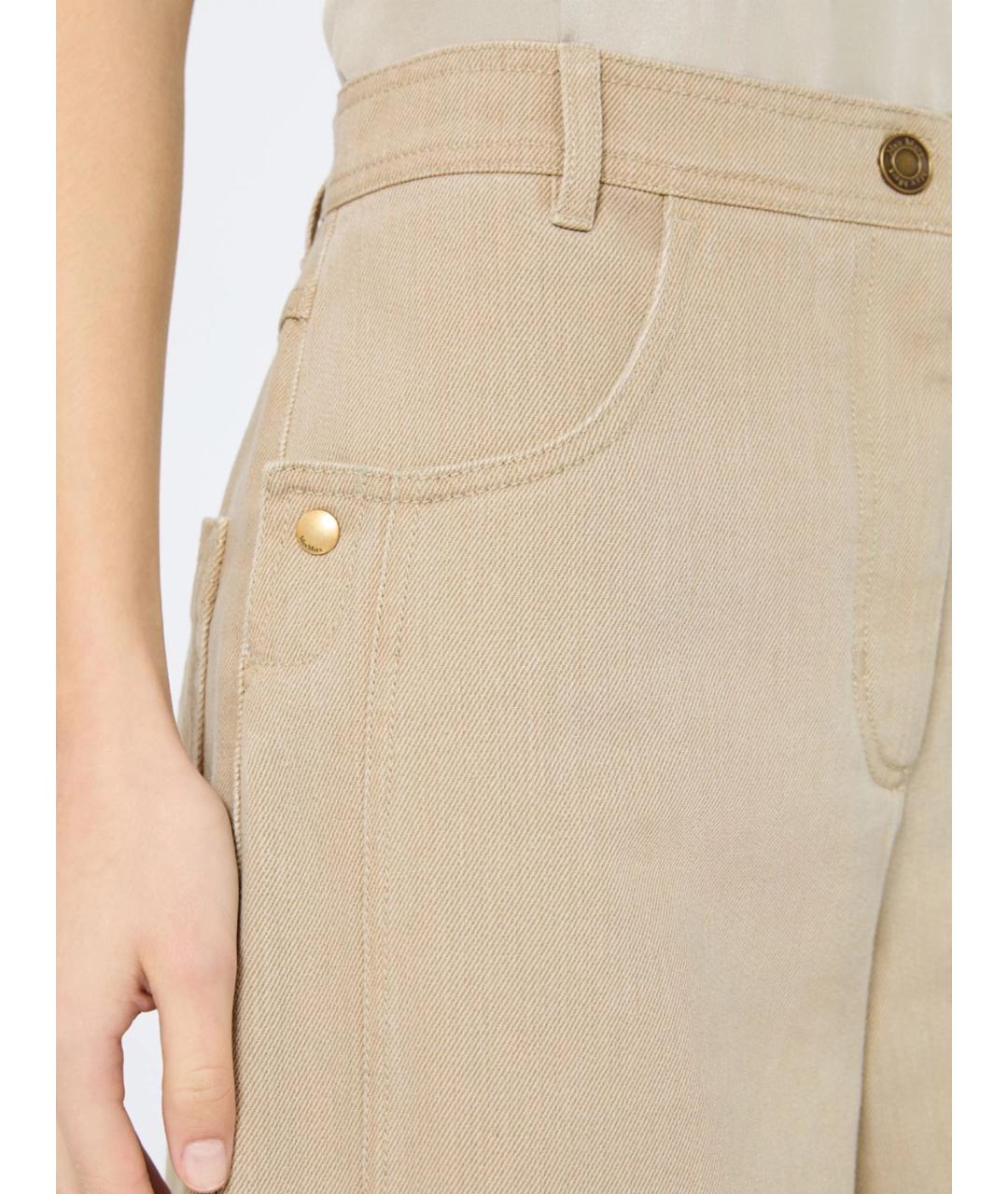 MAX MARA Бежевые хлопковые брюки широкие, фото 5