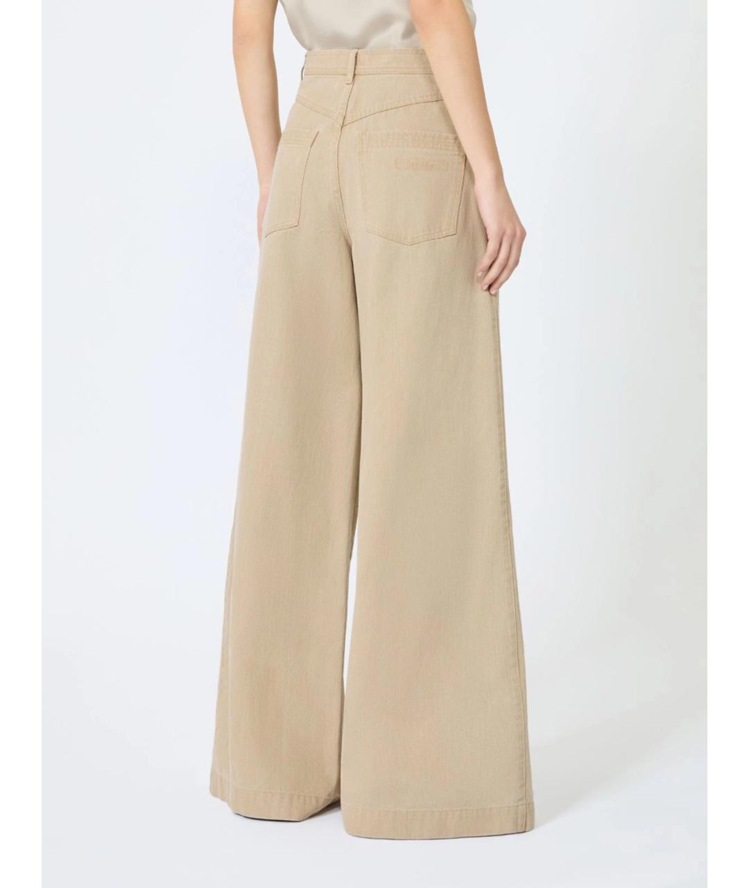 MAX MARA Бежевые хлопковые брюки широкие, фото 4