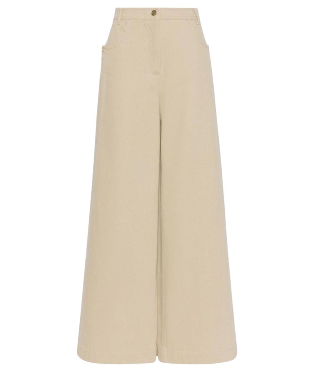 MAX MARA Бежевые хлопковые брюки широкие, фото 1