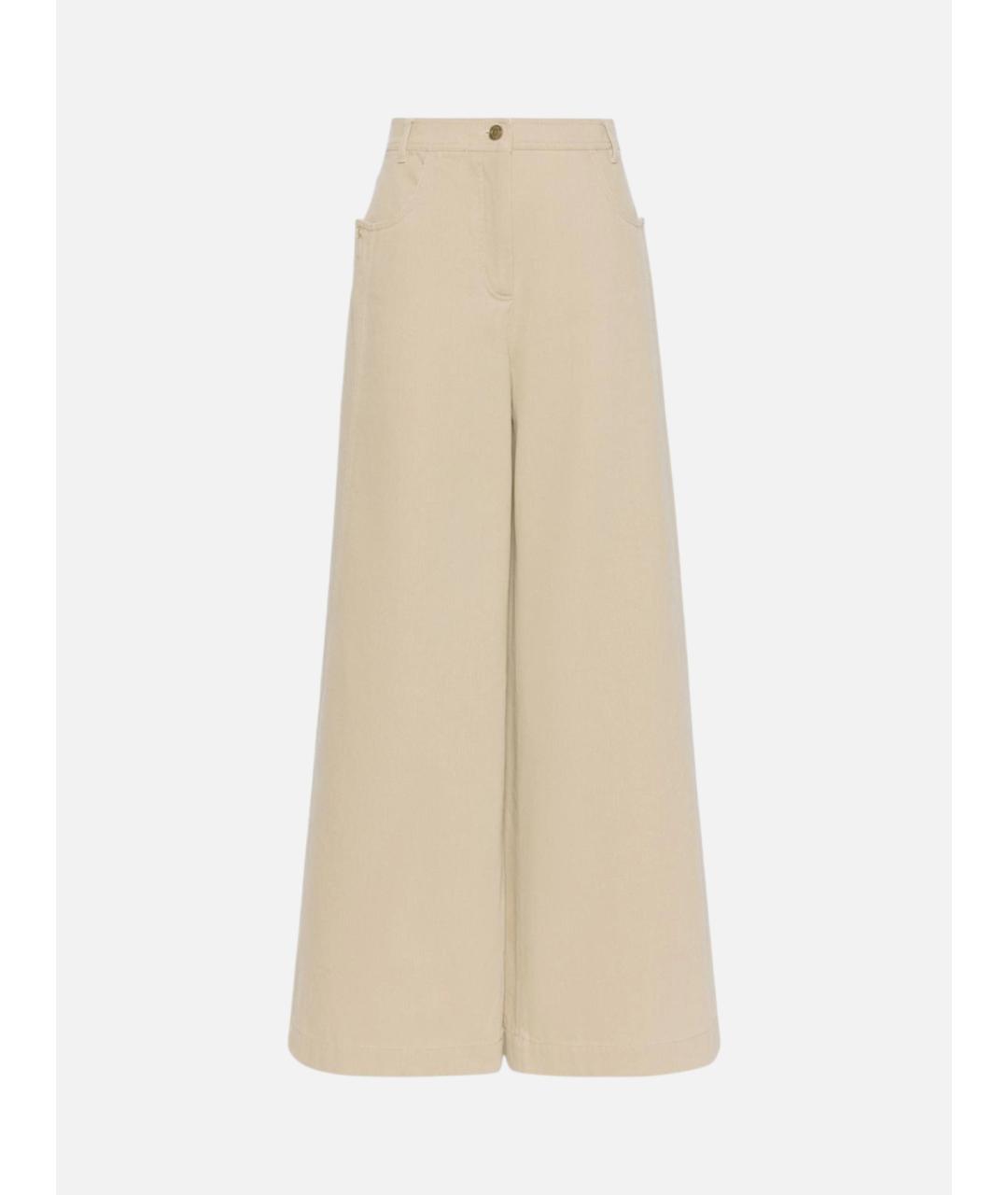 MAX MARA Бежевые хлопковые брюки широкие, фото 6