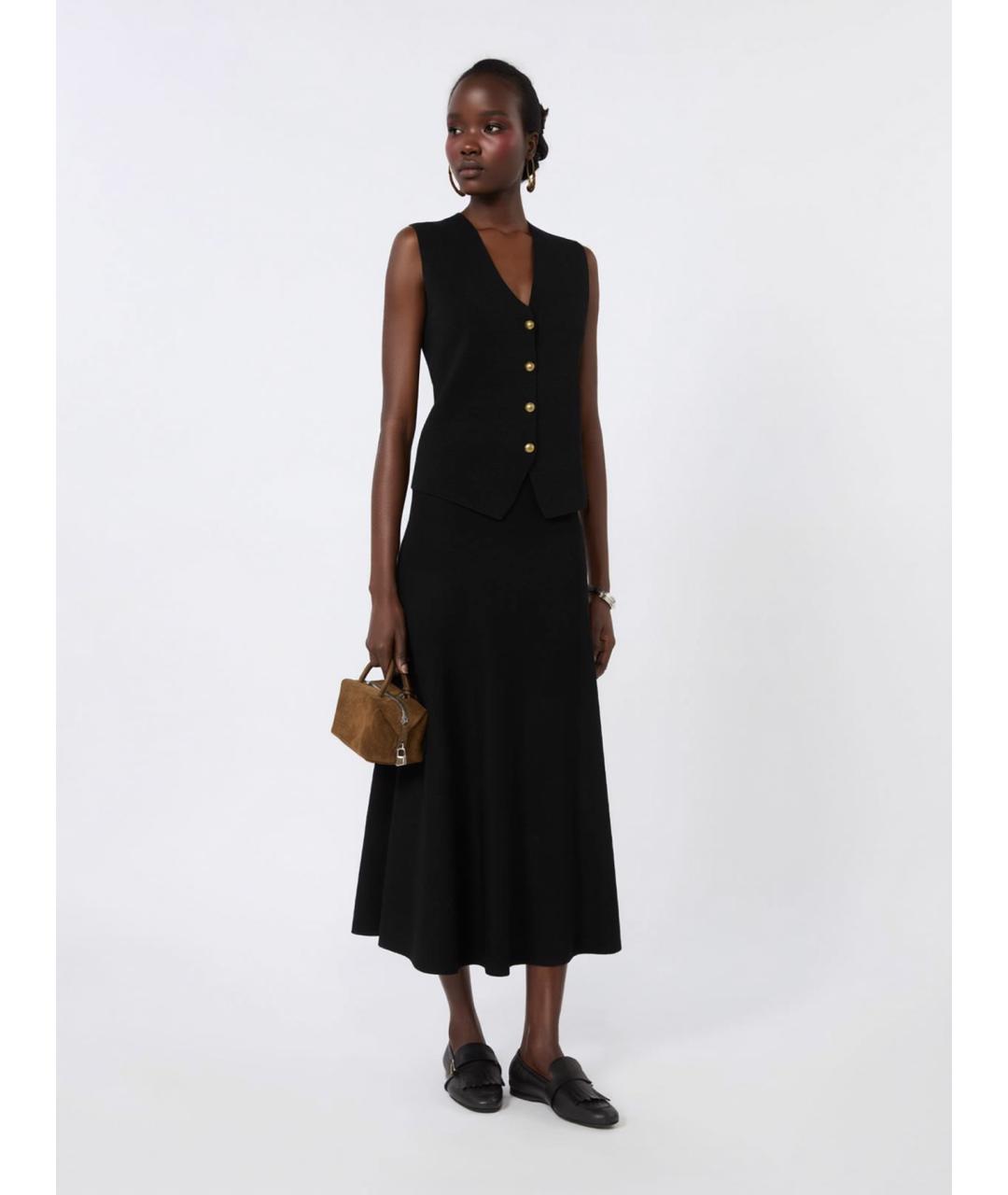MAX MARA Черная вискозная юбка миди, фото 2