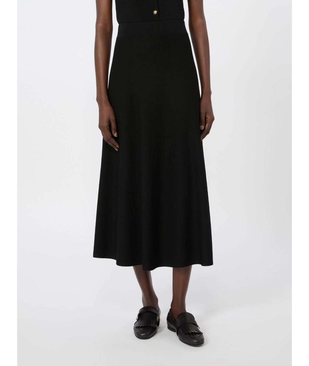 MAX MARA Черная вискозная юбка миди, фото 3