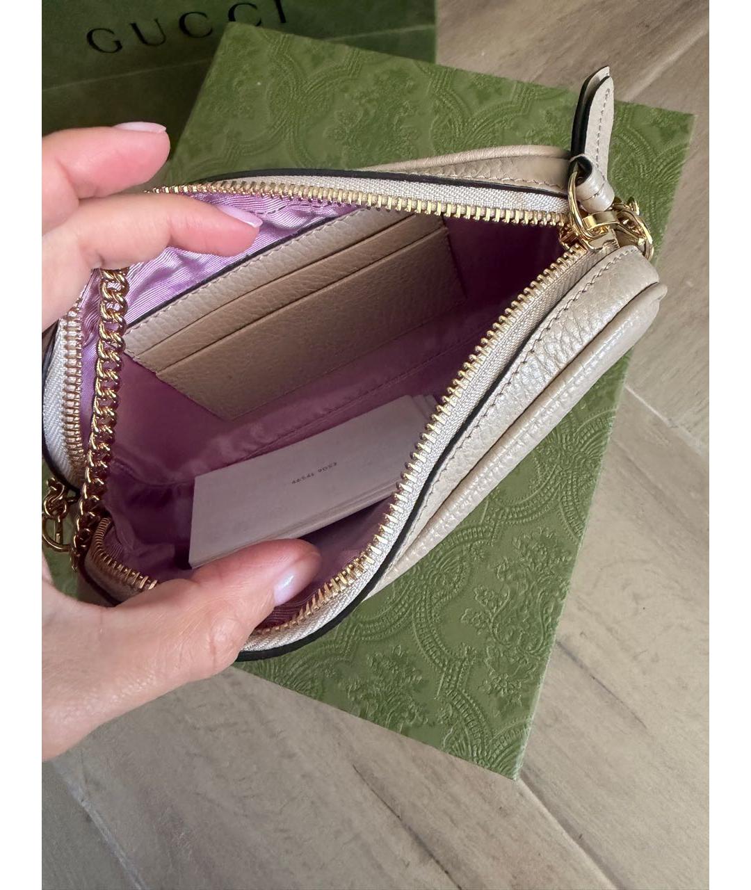 GUCCI Бежевая кожаная сумка через плечо, фото 3
