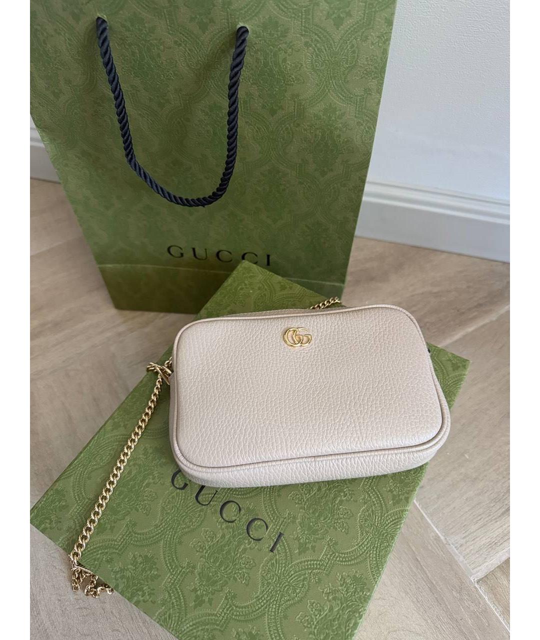 GUCCI Бежевая кожаная сумка через плечо, фото 4