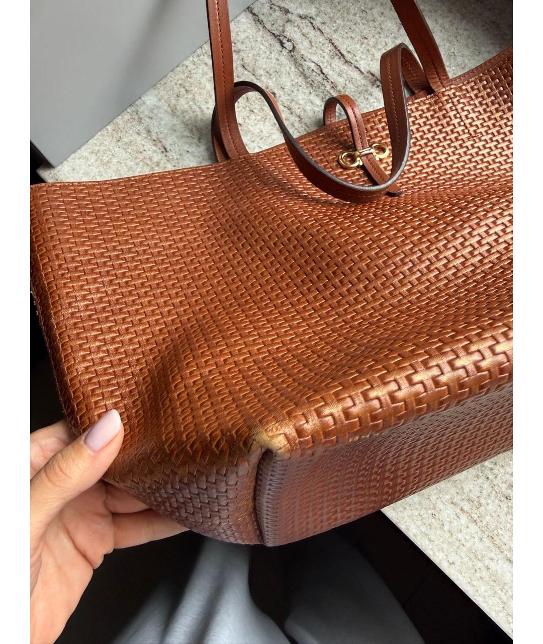 FERRAGAMO Коричневая кожаная сумка тоут, фото 2
