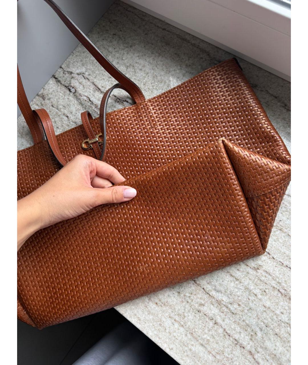 FERRAGAMO Коричневая кожаная сумка тоут, фото 3