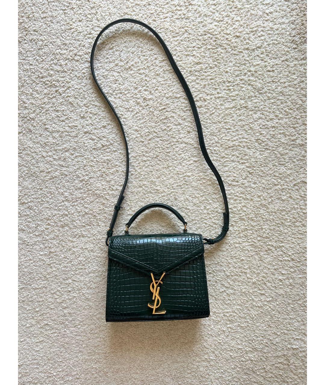 SAINT LAURENT Зеленая кожаная сумка через плечо, фото 9