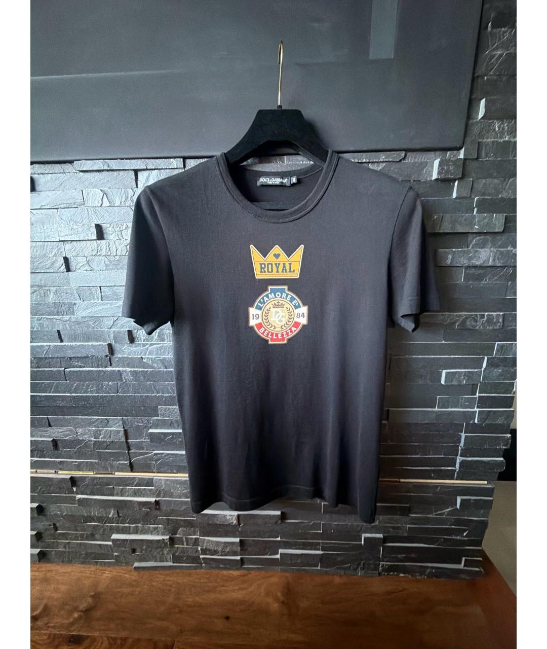 DOLCE&GABBANA Черная хлопковая футболка, фото 4