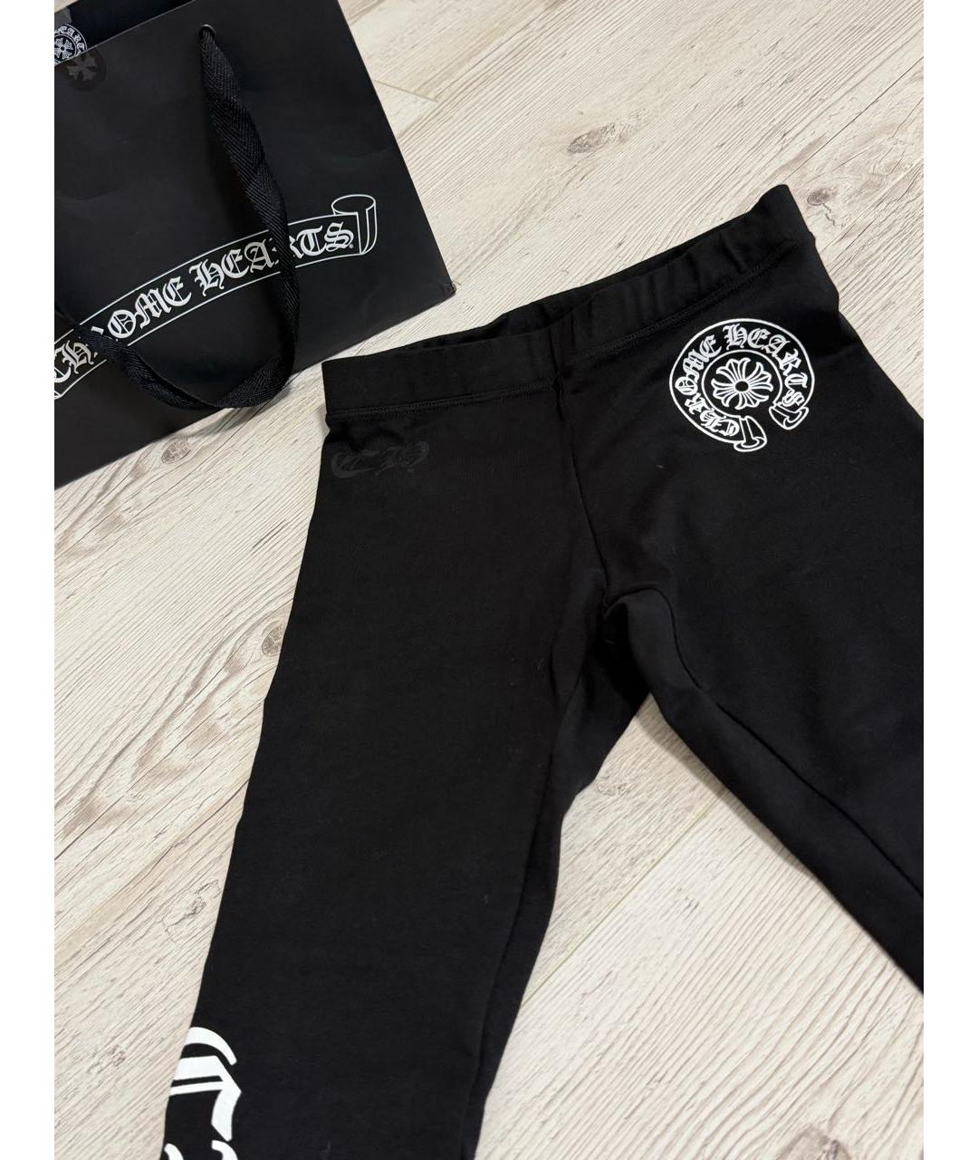 CHROME HEARTS Черные хлопковые леггинсы и велосипедки, фото 3
