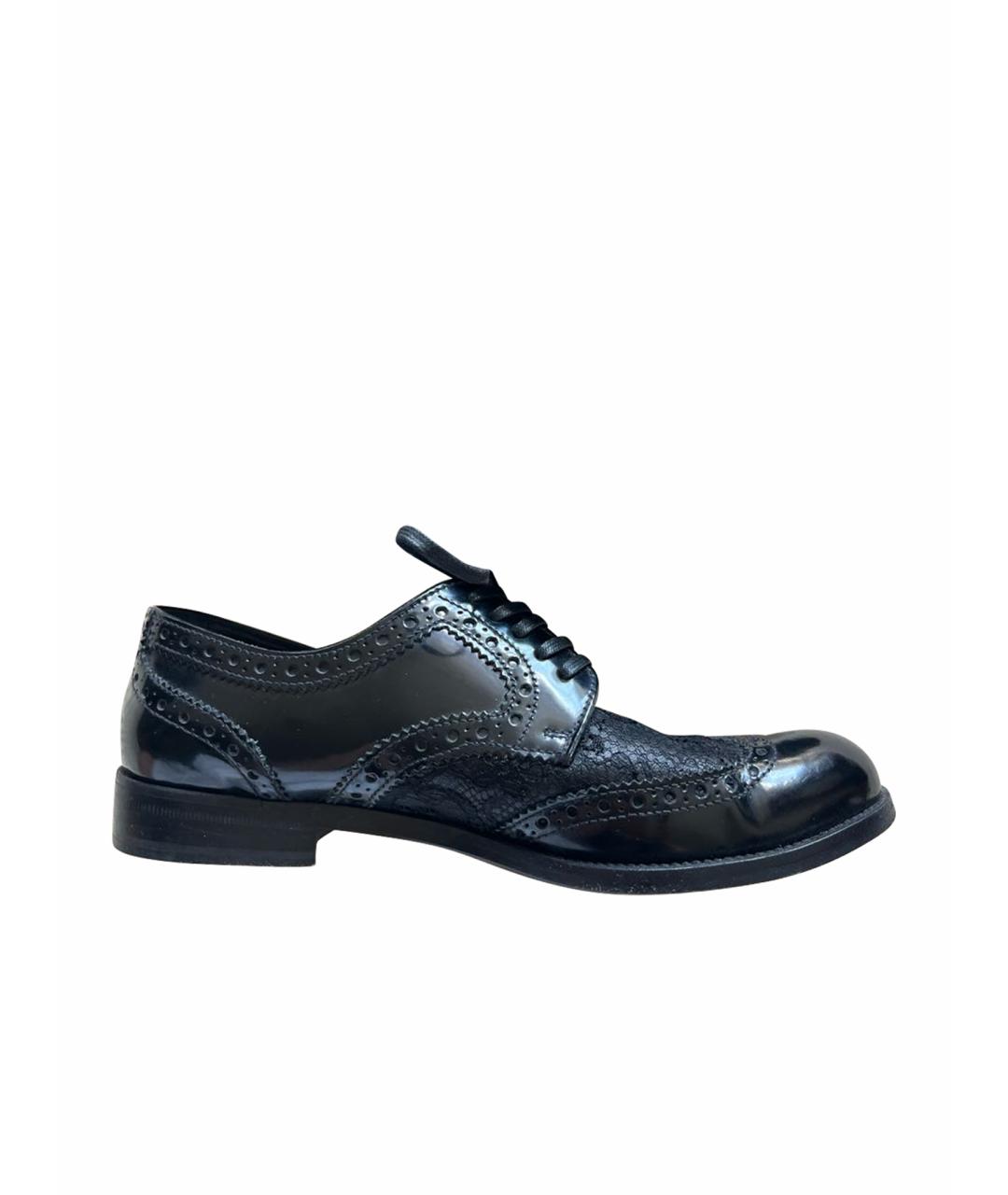 DOLCE&GABBANA Черные кожаные брогги и оксфорды, фото 1