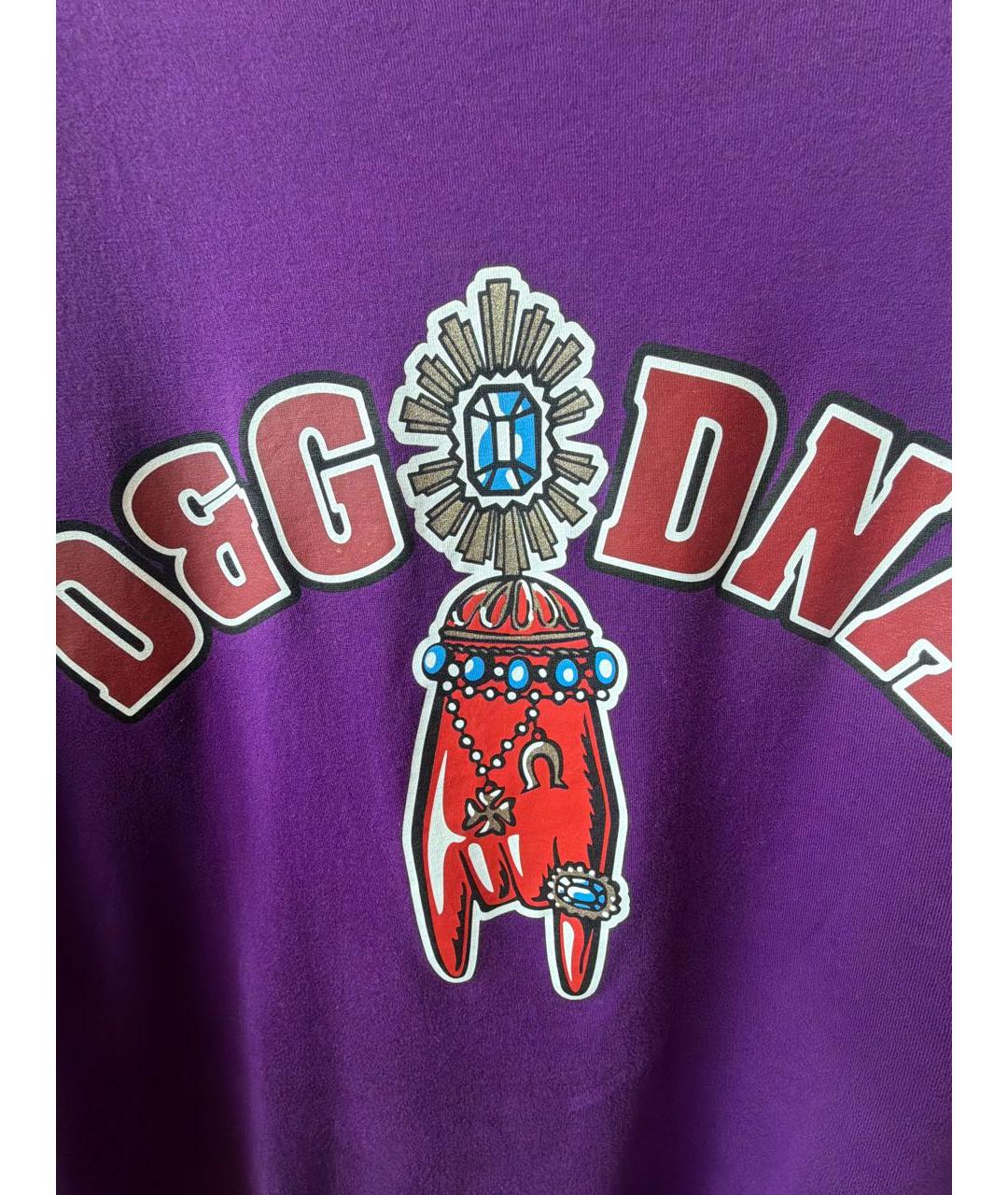 DOLCE&GABBANA Фиолетовая хлопковая футболка, фото 4