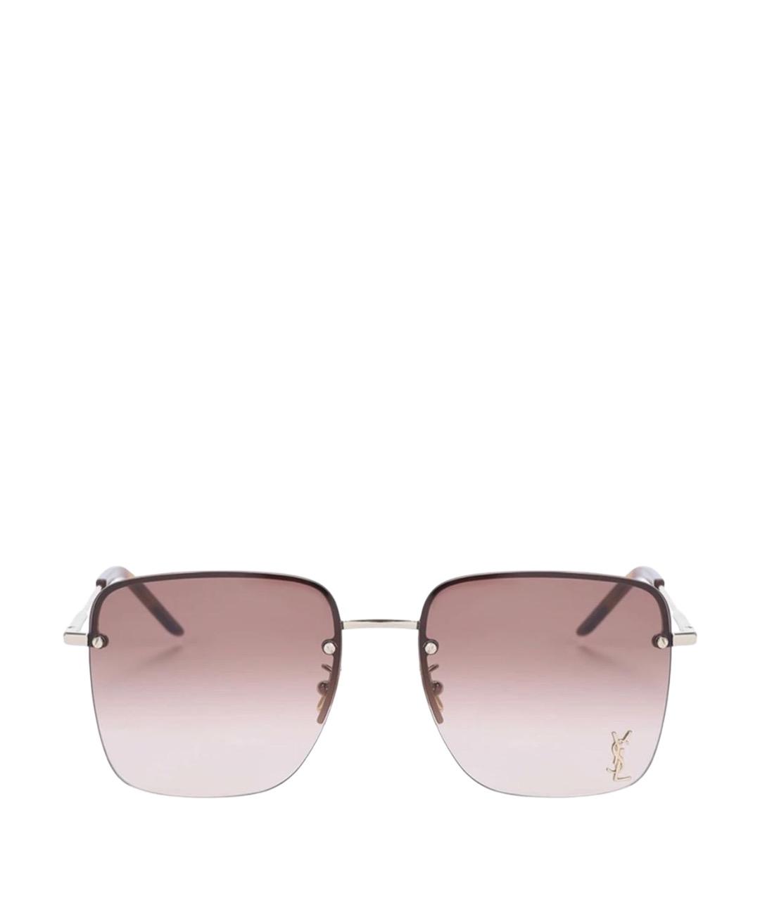 SAINT LAURENT Золотые металлические солнцезащитные очки, фото 1