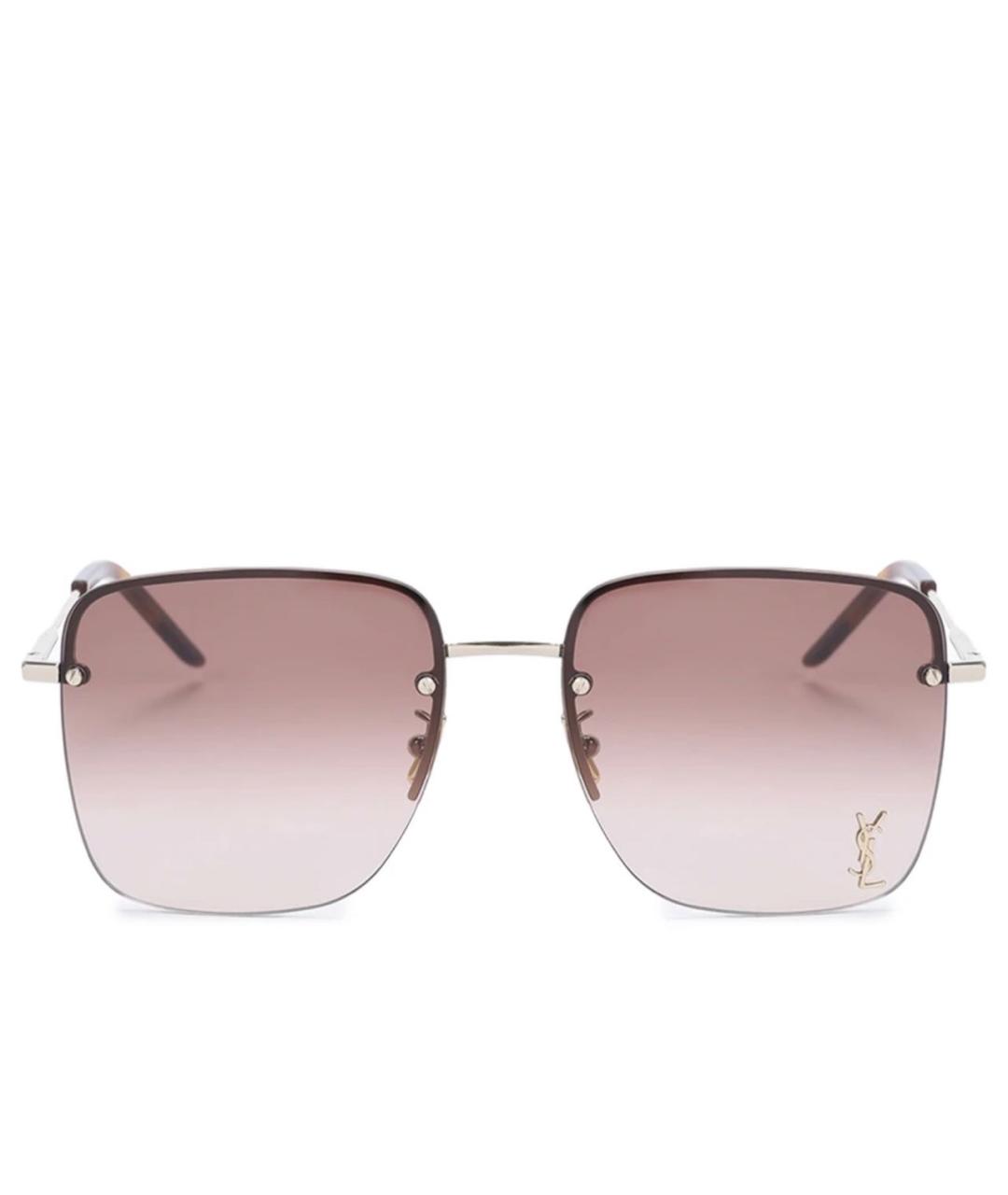 SAINT LAURENT Золотые металлические солнцезащитные очки, фото 6