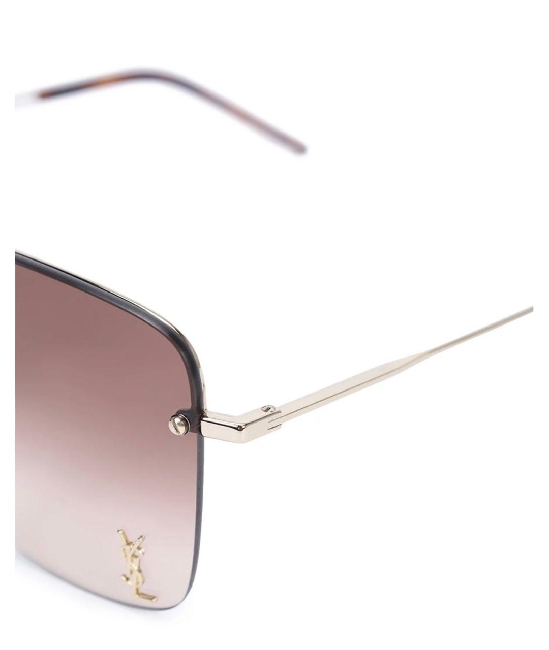 SAINT LAURENT Золотые металлические солнцезащитные очки, фото 3