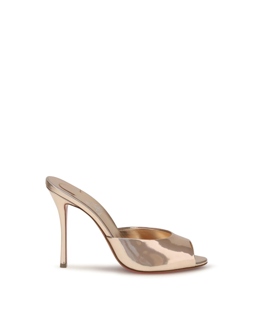 CHRISTIAN LOUBOUTIN Золотые кожаные мюли, фото 1