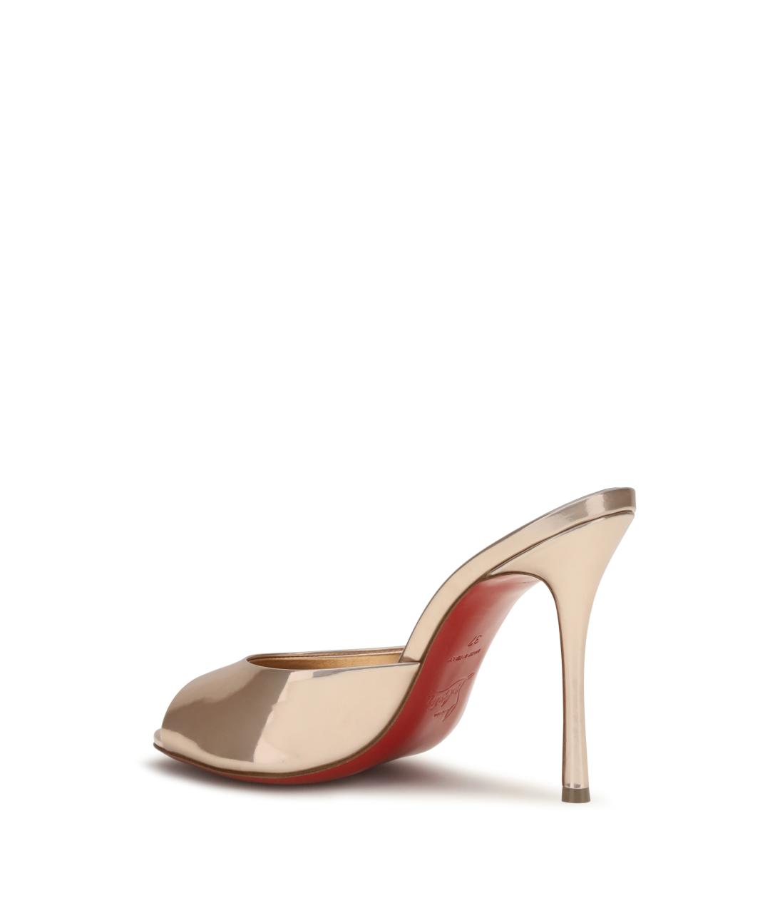 CHRISTIAN LOUBOUTIN Золотые кожаные мюли, фото 3