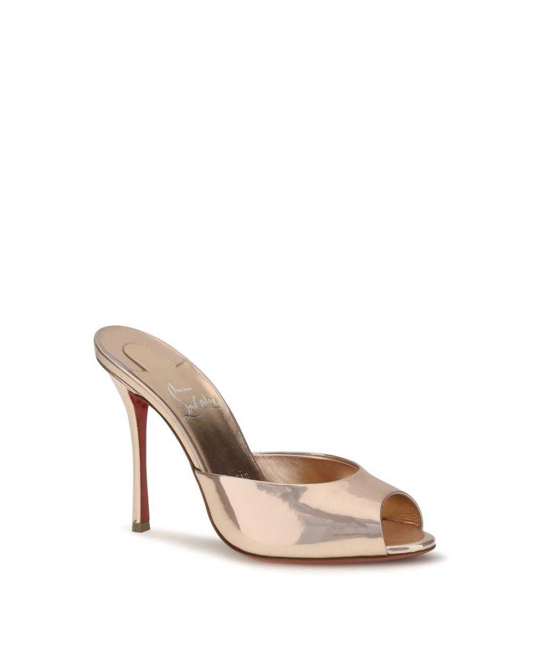 CHRISTIAN LOUBOUTIN Золотые кожаные мюли, фото 2