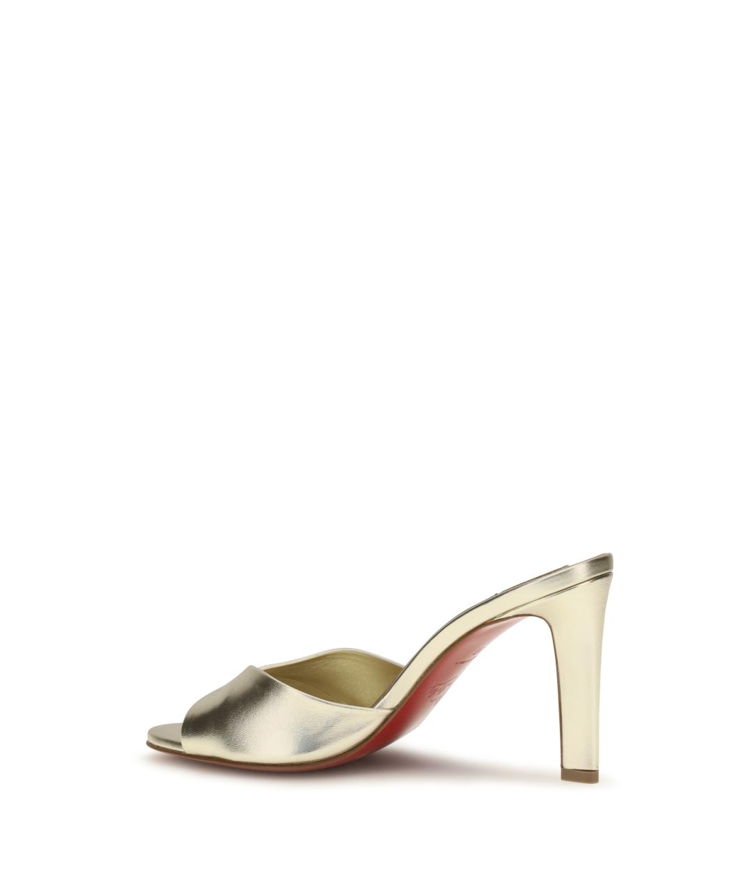 CHRISTIAN LOUBOUTIN Серебряные кожаные мюли, фото 3
