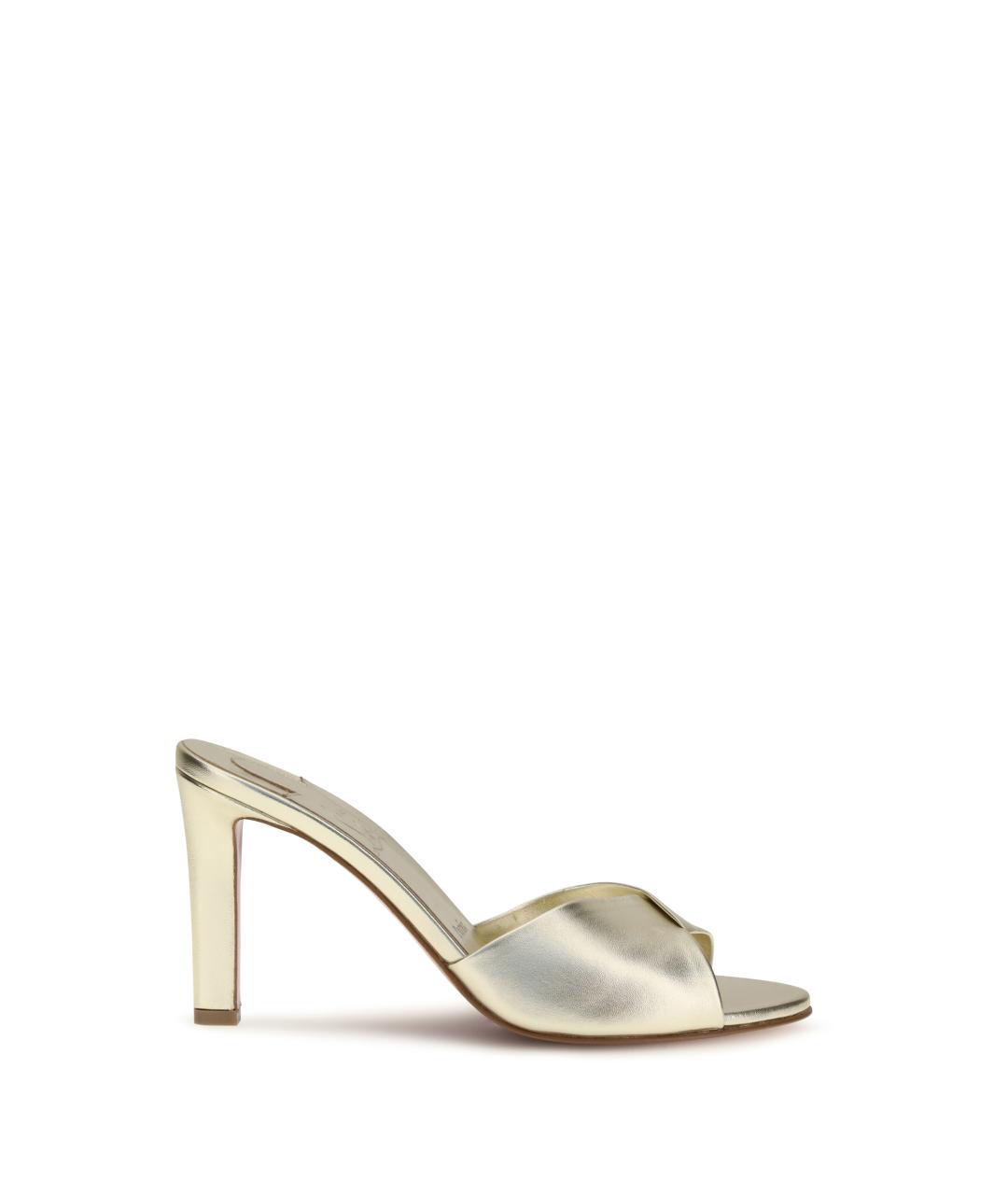 CHRISTIAN LOUBOUTIN Серебряные кожаные мюли, фото 1
