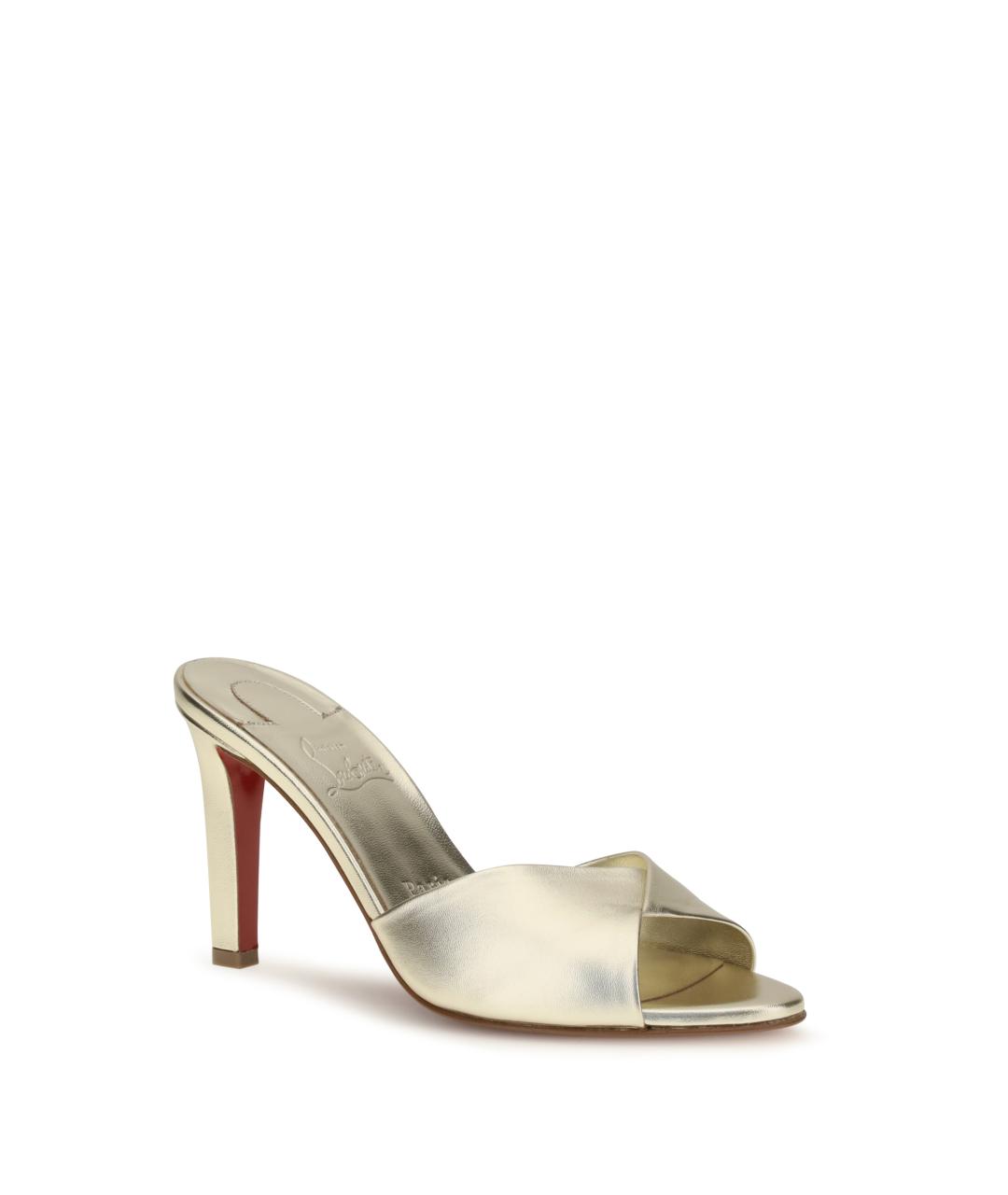 CHRISTIAN LOUBOUTIN Серебряные кожаные мюли, фото 2
