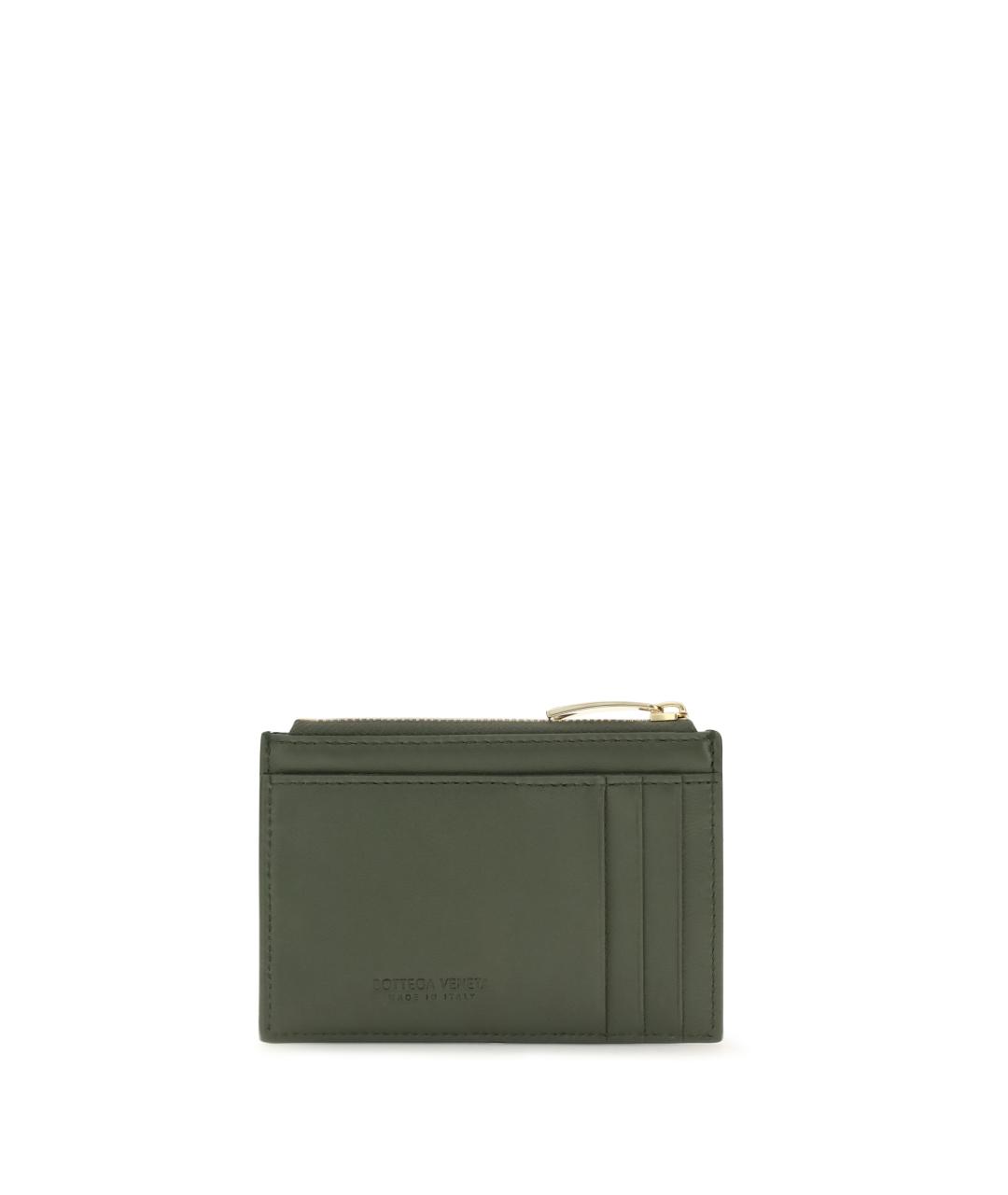 BOTTEGA VENETA Зеленый кожаный кардхолдер, фото 2