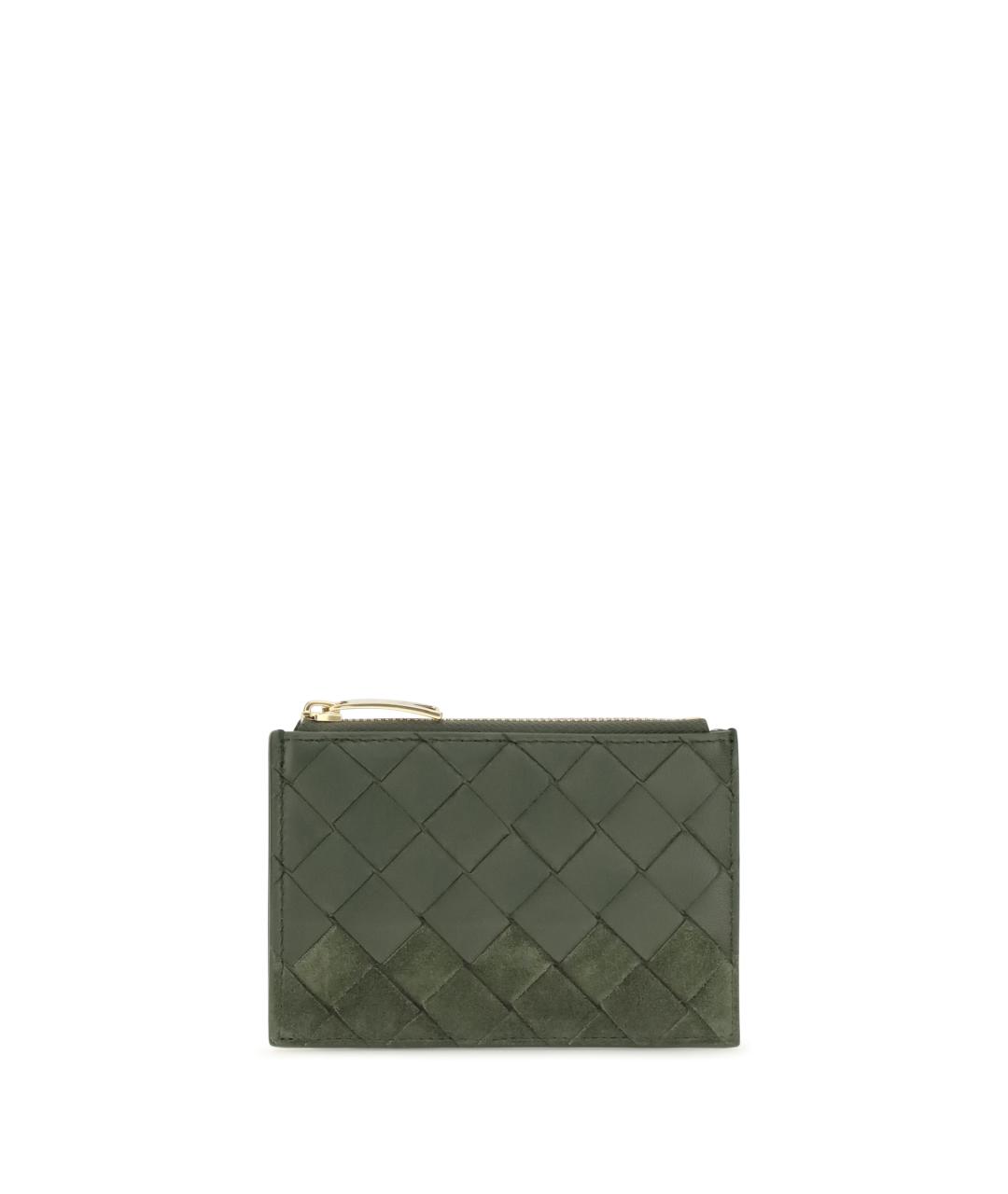 BOTTEGA VENETA Зеленый кожаный кардхолдер, фото 1